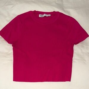 Zara Fuchsia Crew Neck Tee